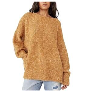 Free People Moira Wool-Blend Slouchy Tunic Sweater Honeycomb Small